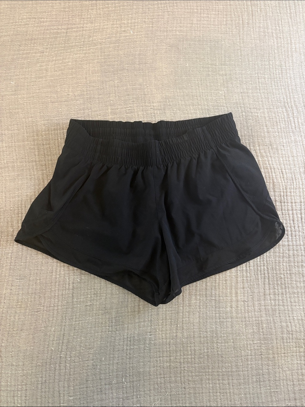 Athleta Black Smocked-Waist Running Shorts